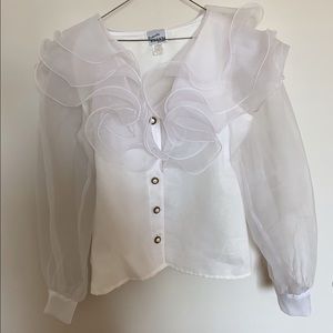 Vintage puff sleeve white blouse